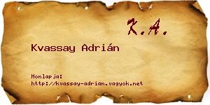 Kvassay Adrián névjegykártya
